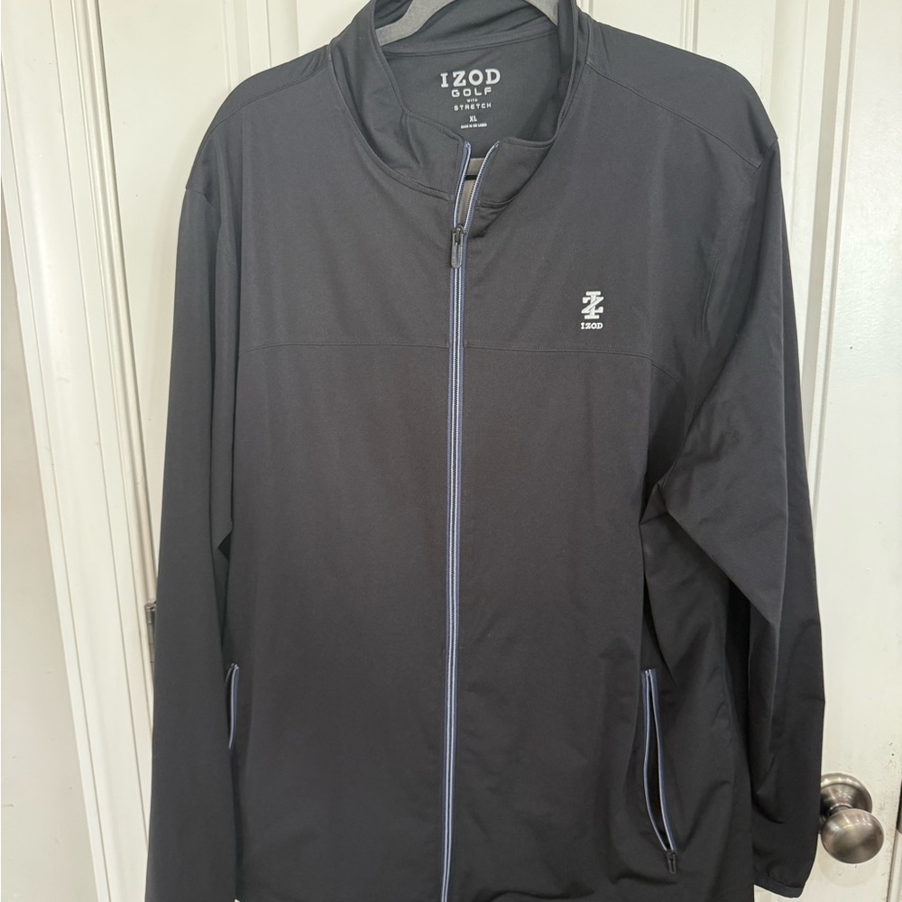 IZOD Men's Black Windbreaker Jacket- like new!